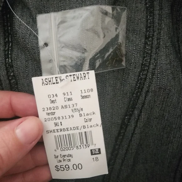 Denim Mermaid Cut High Low Skirt Lace and Beaded Panel - Picture 4 of 5